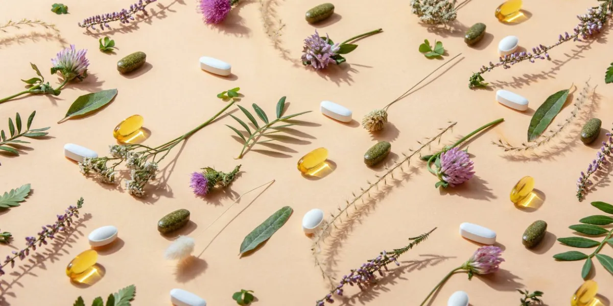 herbal medicine or natural healing herbs supplements concept