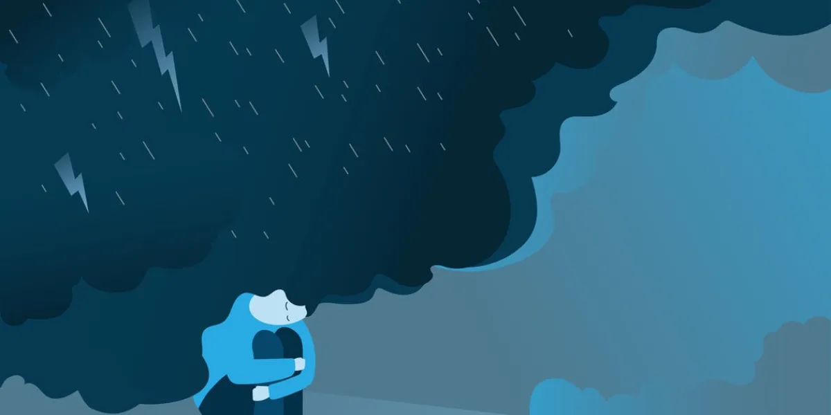 femme repliée sur elle même, dépression, stress et angoisse s