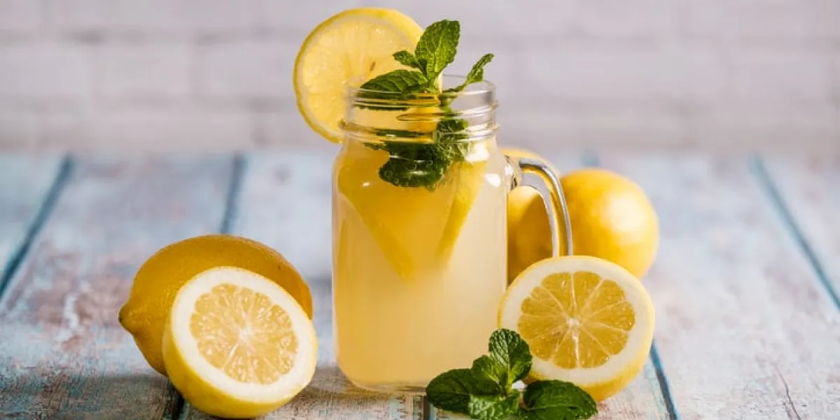 glass with natural lemon juice