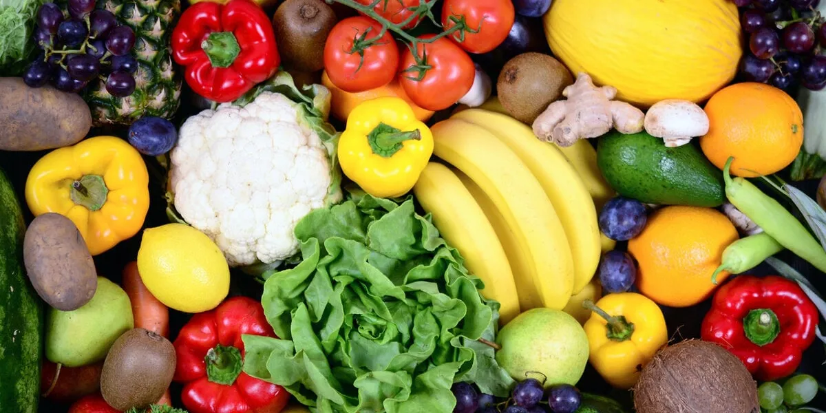 huge group of fresh vegetables and fruit - high quality studio shot