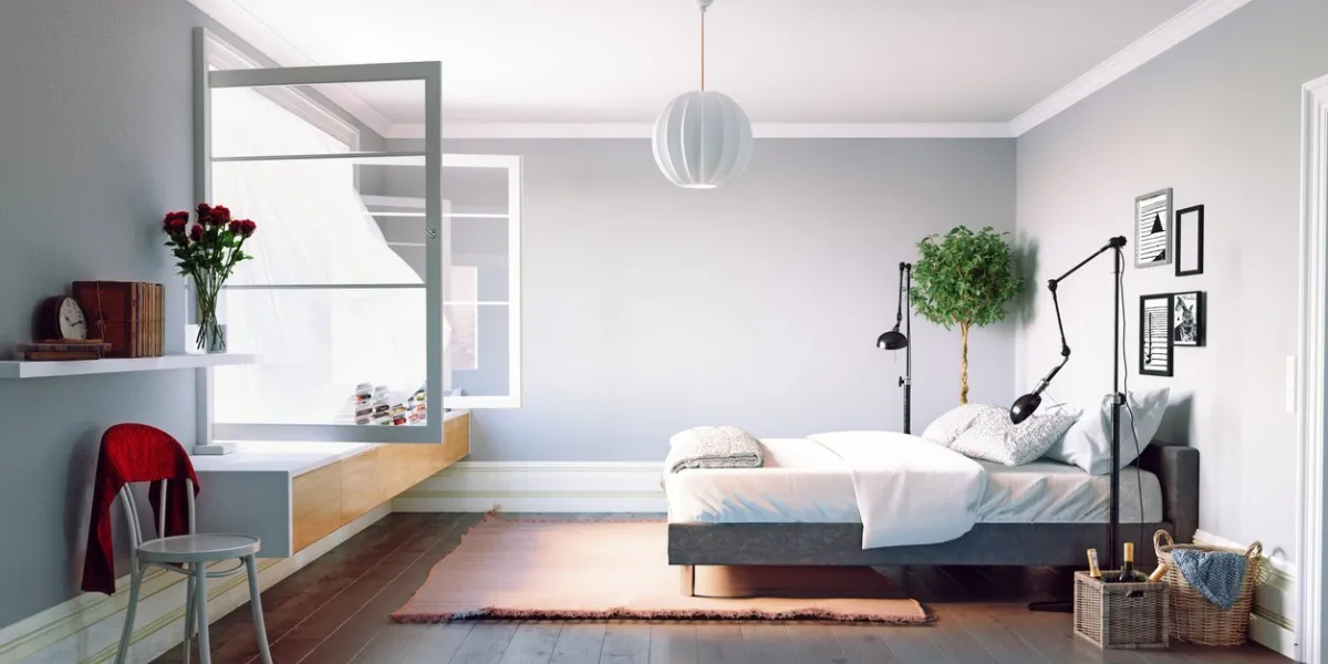 modern bedroom interior beautiful window view zone3d rendering design
