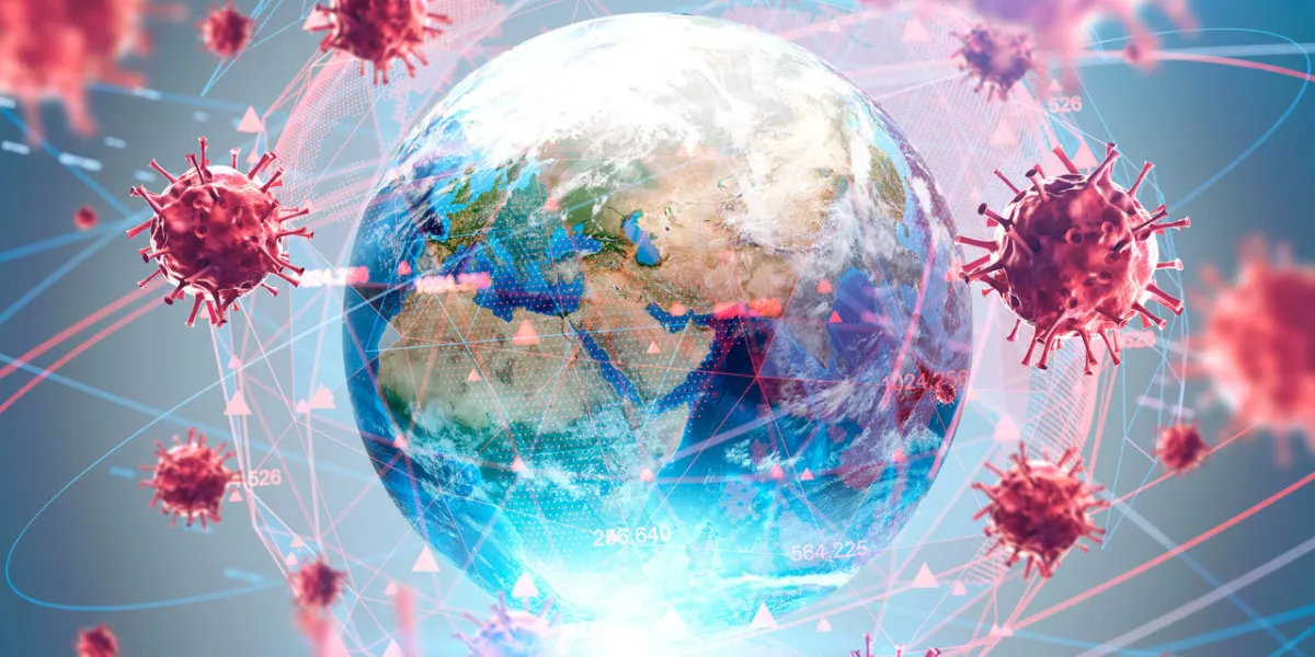 coronavirus asian flu ncov over earth background and its blurry hologram concept of cure search and global world 3d rendering toned image elements of this image furnished by nasa