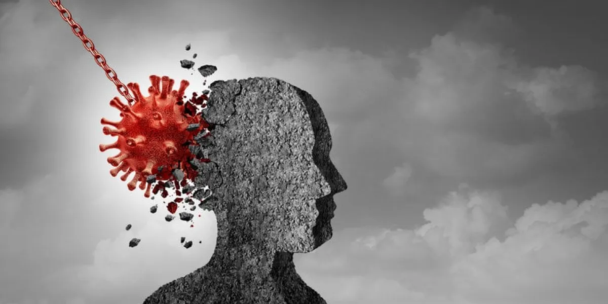 pandemic psychology and fear of contagion or psychological fears of disease or virus infections with 3d illustration elements