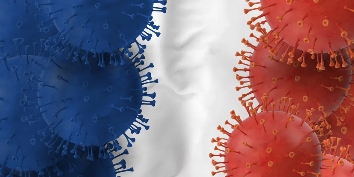 coronavirus is creating a french flag to represent that it’s pandemic and dangerous ready to crop for all sizes with copy space