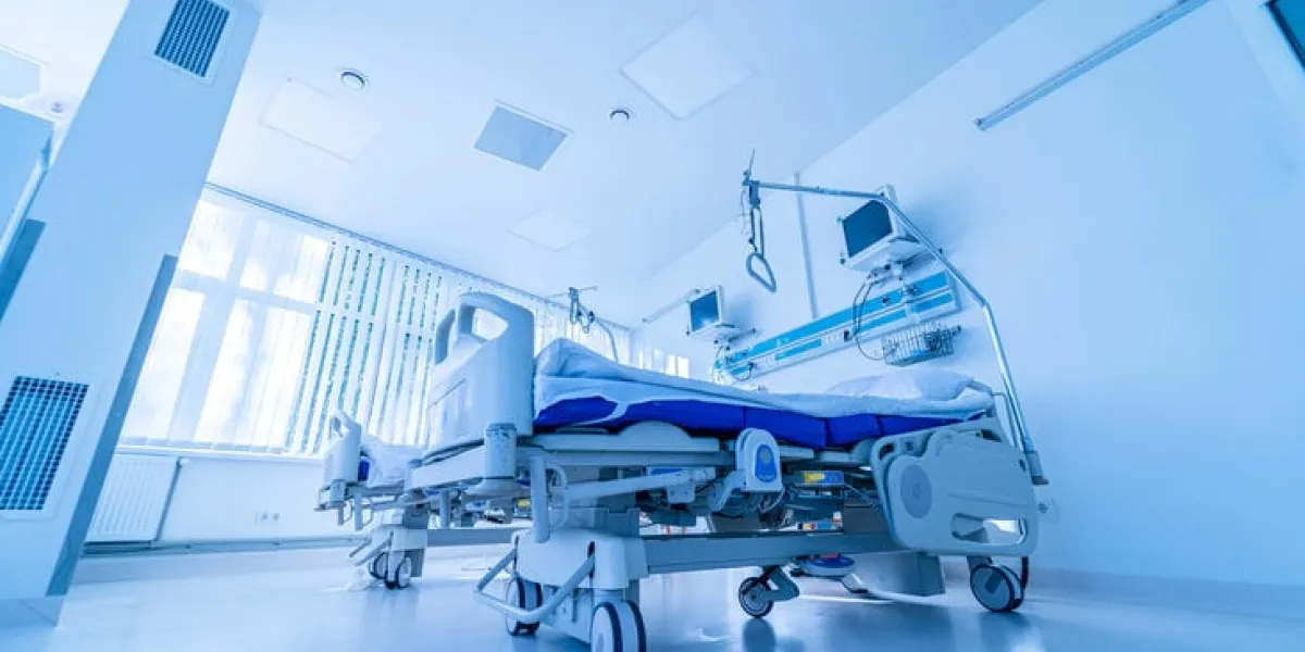 modern medical beds for injured in hospital resuscitation chamber coronavirus, virus concept covid-19 identification pandemic