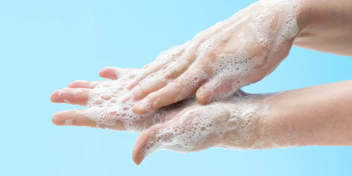 washing hands with soap to prevent germs, bacteria or viruses cleaning hands hygiene concept