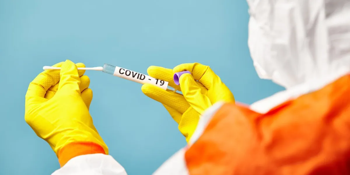smear taken from the throat and nose for analysis for the presence of coronavirus doctor places the material to determine the status of covid-19 virus 2019-ncov sample on smear