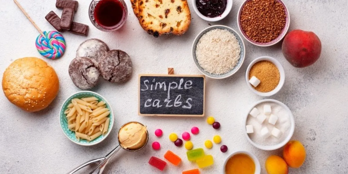assortment of simple carbohydrates food products high in sugar