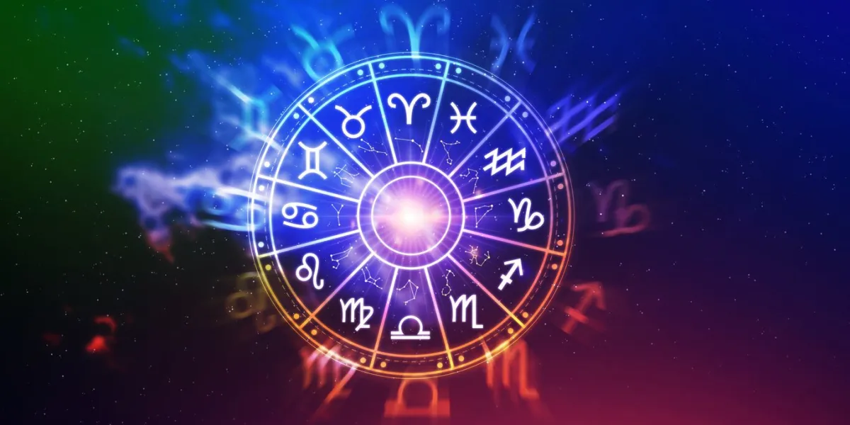 concept of astrology and horoscope, person inside a zodiac sign wheel, astrological zodiac signs inside of horoscope circle, astrology, knowledge of stars in the sky, power of the universe concept