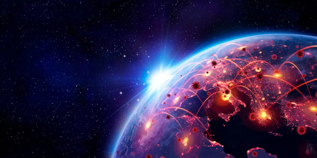 coronavirus spreading in europe - elements of this image furnished by nasa - contain 3d rendering and 3d illustration