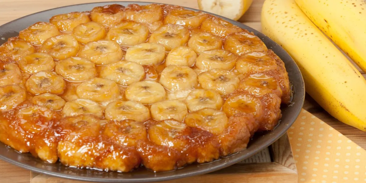 traditional homemade banana caramel pie french tart tatin