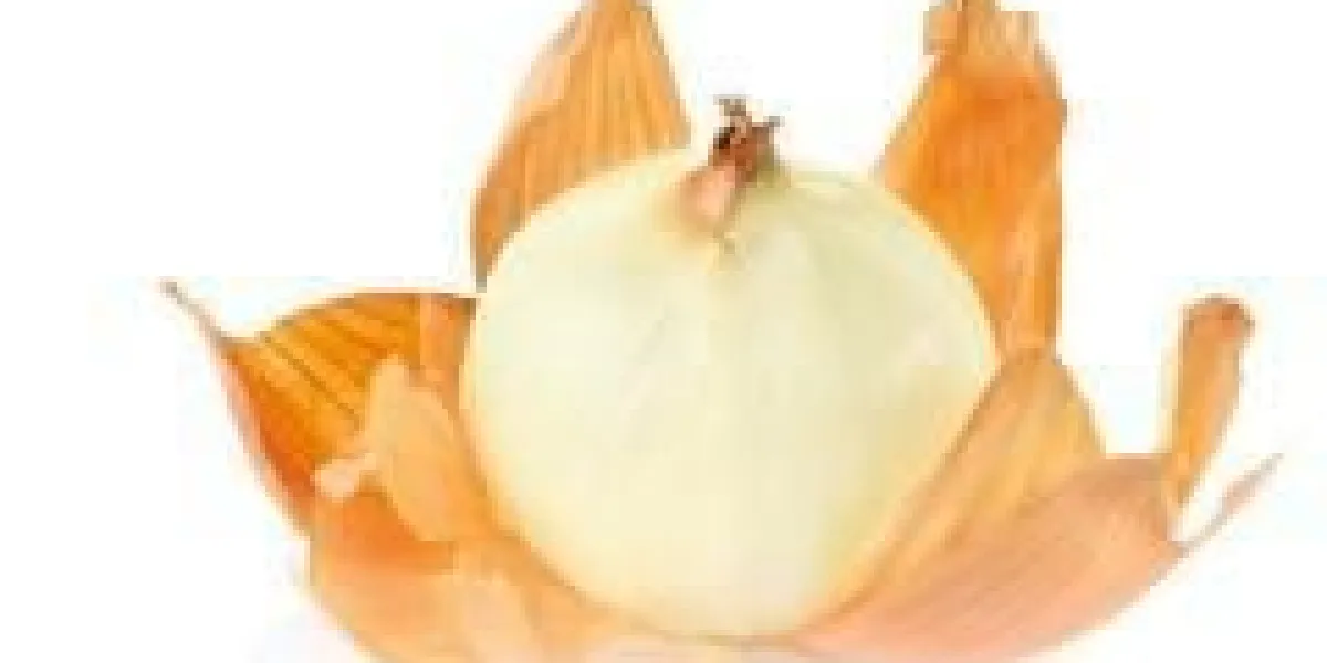 oignon pelé isolé sur fond blanc, un tracé de détourage inclus