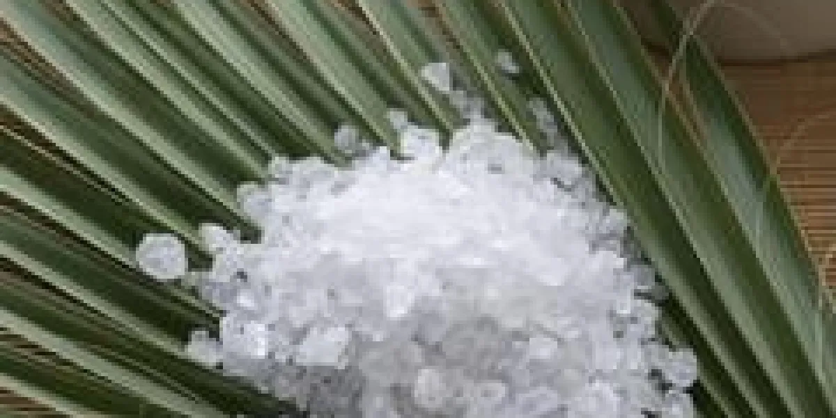 sel de bain et feuille de palmier